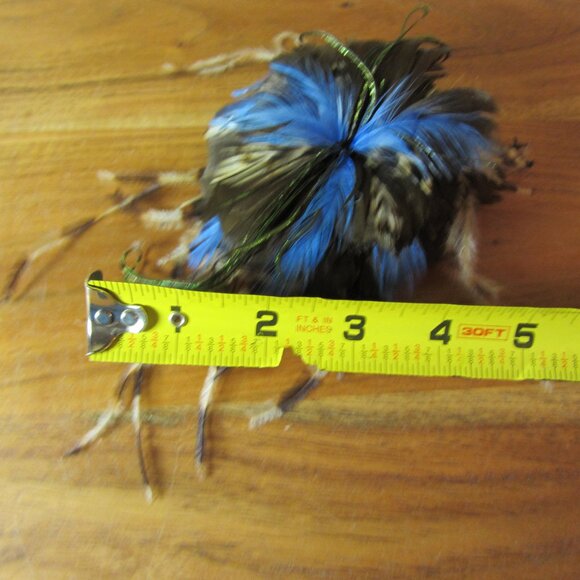 feather flower hair clip or brooch Fascinator hand made by ME! Brown blue (447B) - Picture 3 of 5